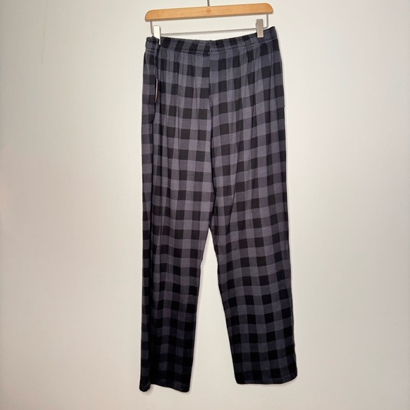 NWT Perry Ellis Portfolio Deluxe Touch Black Gray Plaid Pajama Lounge Pants L - Picture 4 of 9